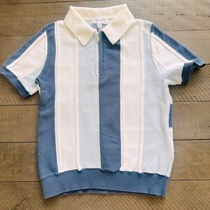 REISS half-zip knitted polo shirt